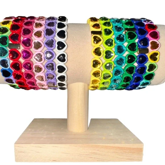 Hot Pink Bezel Heart Stacking Bracelet 💖 - Picture 2 of 4